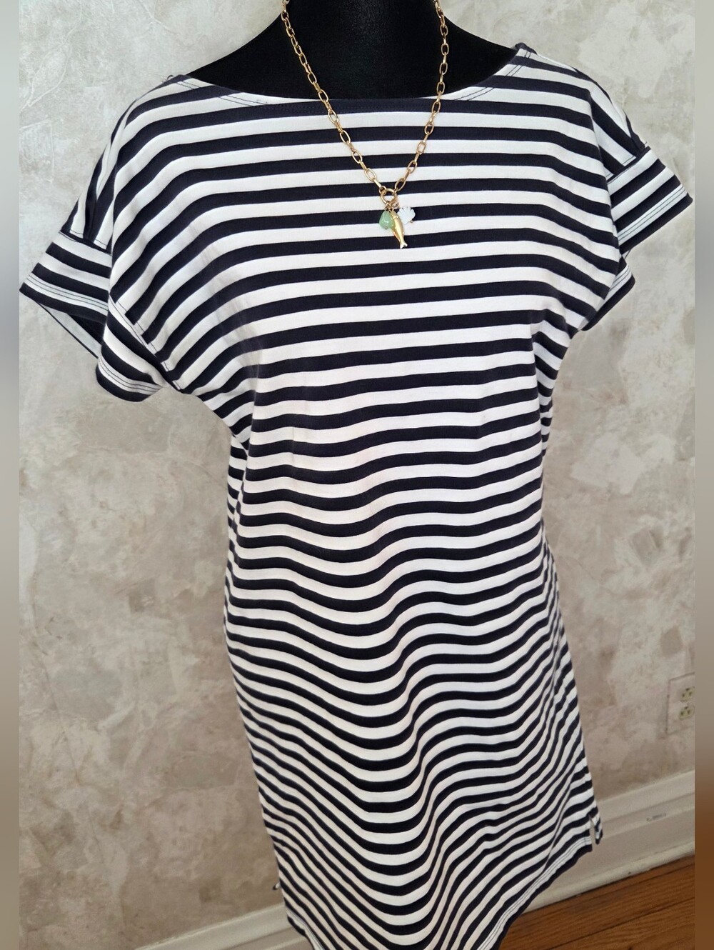 J.Crew Navy & White Striped T-Shirt Dress XS | Nautical Cotton Tunic Dress
